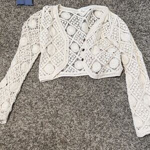 Rebellion Cream Crochet Women's Crop Top